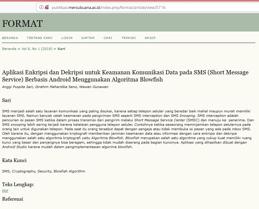 Aplikasi Enkripsi dan Dekripsi untuk Keamanan Komunikasi Data pada SMS