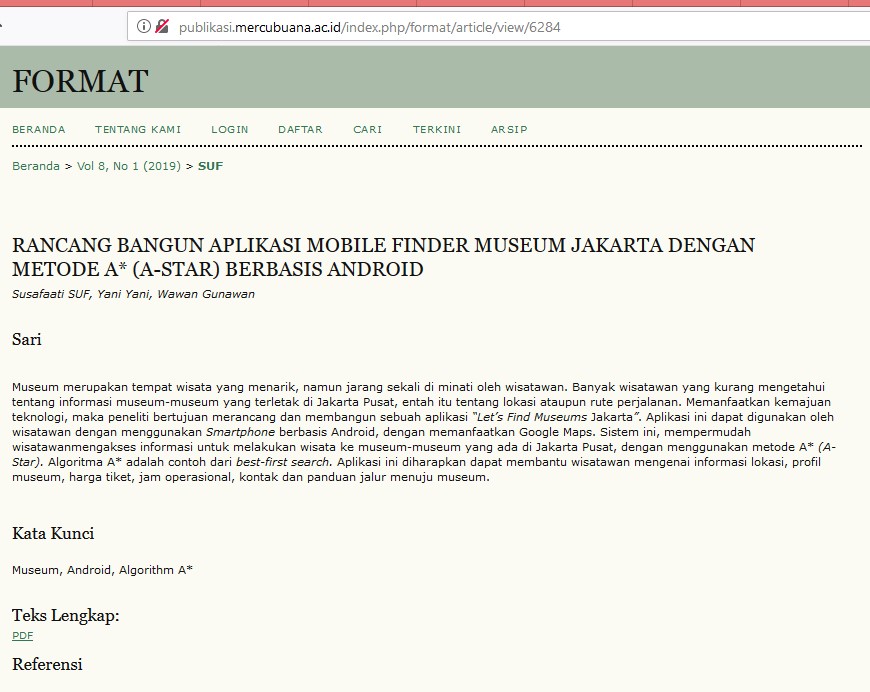 RANCANG BANGUN APLIKASI MOBILE FINDER MUSEUM JAKARTA DENGAN METODE A* (A-STAR) BERBASIS ANDROID