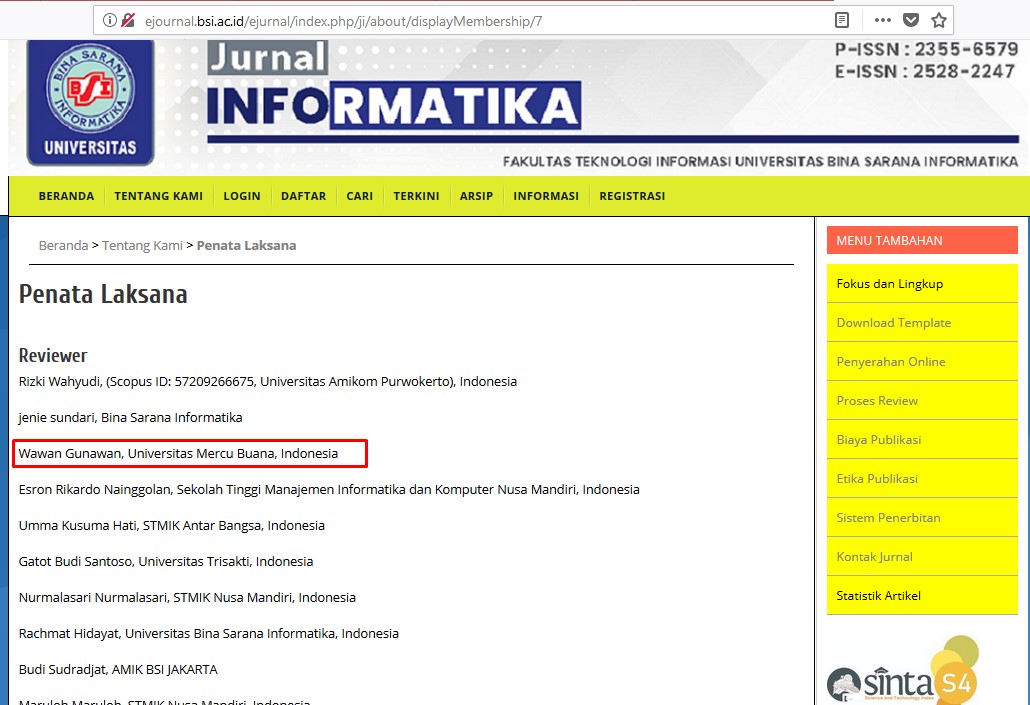 Reviewer Jurnal Ilmiah Sinta 4